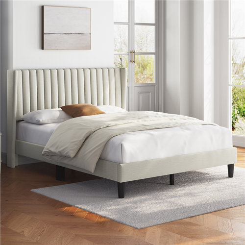 Upholstered Bed Frame with Wing Side